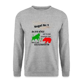 Bull and bear the animals of the stock market and stocks - Unisex Sweatshirt - salt & pepper - Front - Alina (178cm) & Michal (187cm)