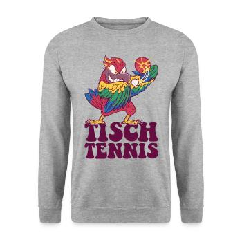 Table Tennis Parrot Outfit Table Tennis Bird - Unisex Sweatshirt - salt & pepper - Front - Alina (178cm) & Michal (187cm)