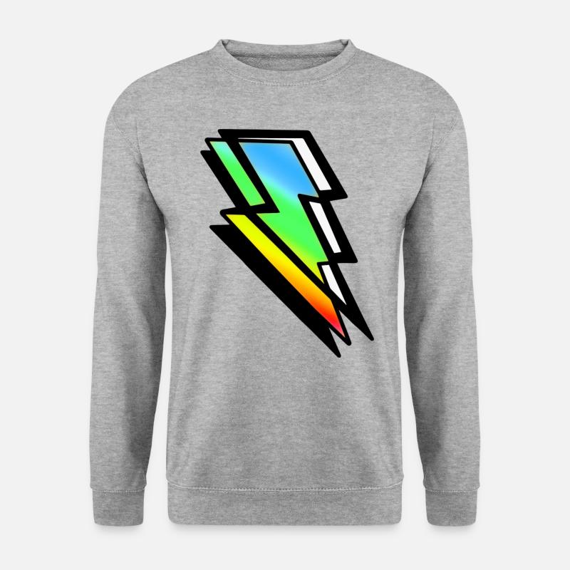 Thunderbolt Bunter Strahl - Unisex Pullover - Weißgrau meliert