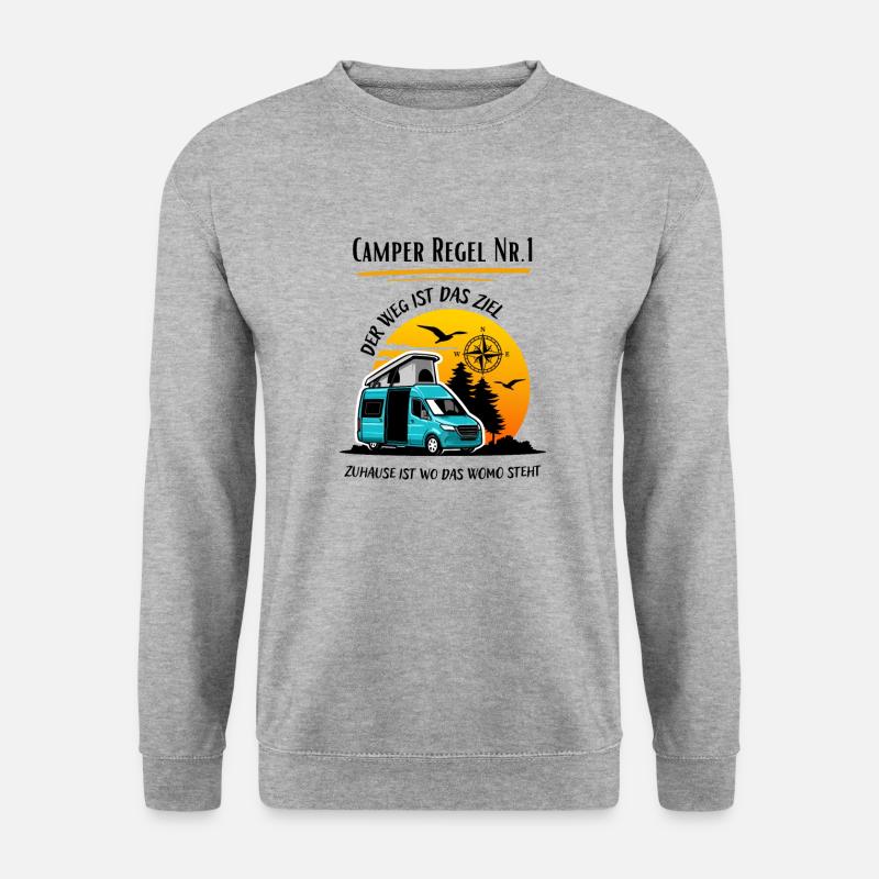 Camper Regel Nr.1- Kastenwagen Wohnmobil Spruch - Unisex Pullover - Weißgrau meliert