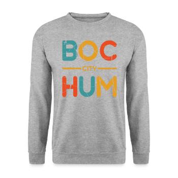 Bochum Vintage City - Unisex Pullover - Weißgrau meliert - Vorne - Alina (178cm) & Michal (187cm)