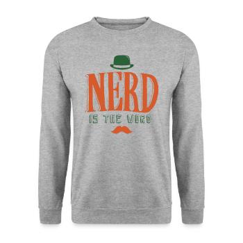 NERD is The Word - Unisex Pullover - Weißgrau meliert - Vorne - Alina (178cm) & Michal (187cm)