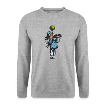 Rocket Launcher Boy - Unisex Sweatshirt - salt & pepper - Front - Alina (178cm) & Michal (187cm)