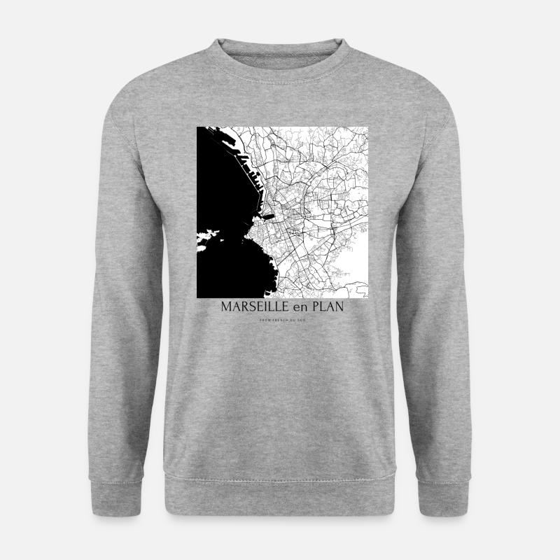 MARSEILLE en PLAN § - Sweat-shirt Unisexe - gris chiné