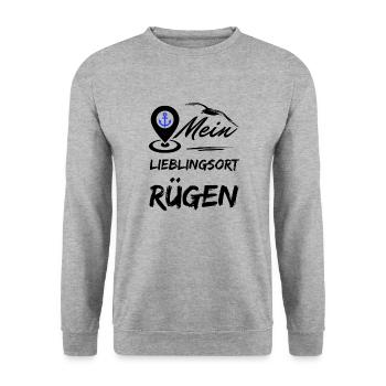 Rügen mein Lieblingsort-Lieblingsinsel Rügen-Möwe - Unisex Pullover - Weißgrau meliert - Vorne - Alina (178cm) & Michal (187cm)