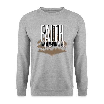 Motivational Saying: Faith Can Move Mountains - Unisex Sweatshirt - salt & pepper - Front - Alina (178cm) & Michal (187cm)