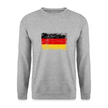 Germany german flag used-look flag - Unisex Sweatshirt - salt & pepper - Front - Alina (178cm) & Michal (187cm)