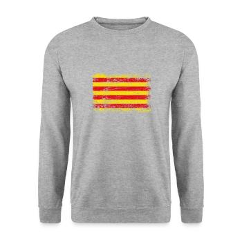 Catalonia Catalan flag flag used look - Unisex Sweatshirt - salt & pepper - Front - Alina (178cm) & Michal (187cm)