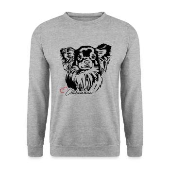 Chihuahua à poil long Chihuahua Portrait Chiens Wilsigns - Sweat-shirt Unisexe - gris chiné - Devant - Alina (178cm) & Michal (187cm)