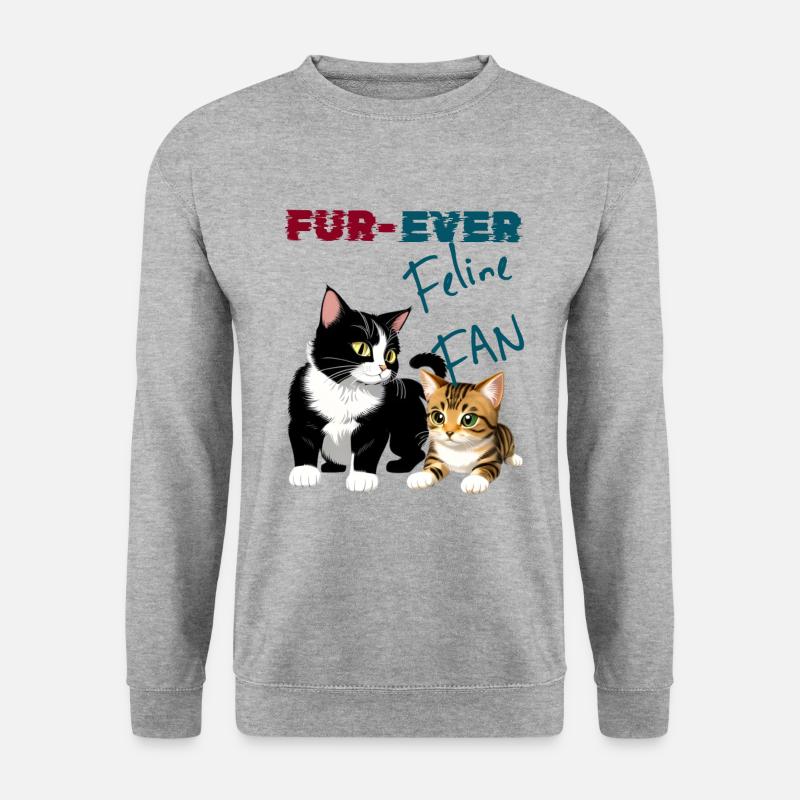 Pelz-Immer-Katzen-Fächer - Unisex Pullover - Weißgrau meliert