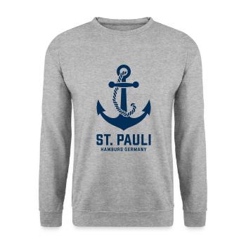 St. Pauli Hamburg Anker Reeperbahn - Unisex Pullover - Weißgrau meliert - Vorne - Alina (178cm) & Michal (187cm)