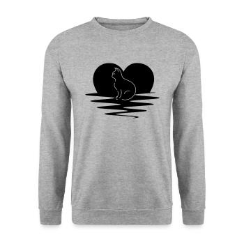 cat - Unisex Sweatshirt - salt & pepper - Front - Alina (178cm) & Michal (187cm)