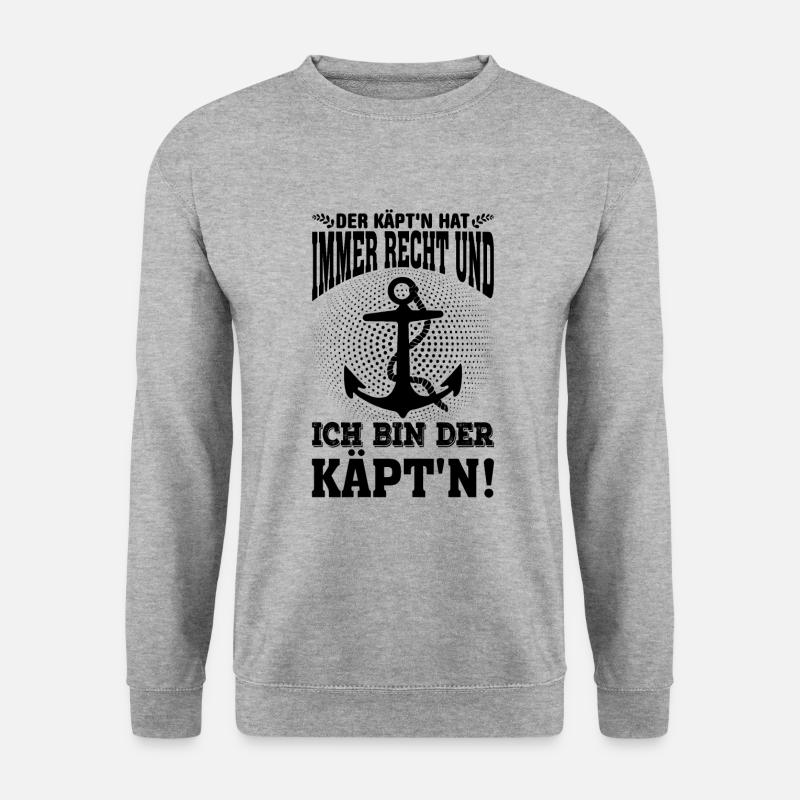 Kapitän Segeln Boot Geschenk - Unisex Pullover - Weißgrau meliert
