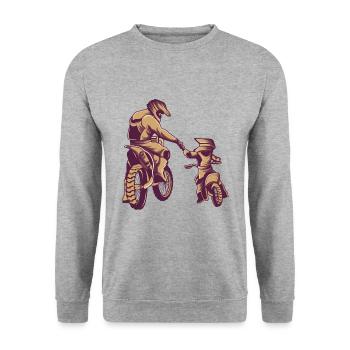 Motocross dirt bike papa et fils moto - Sweat-shirt Unisexe - gris chiné - Devant - Alina (178cm) & Michal (187cm)