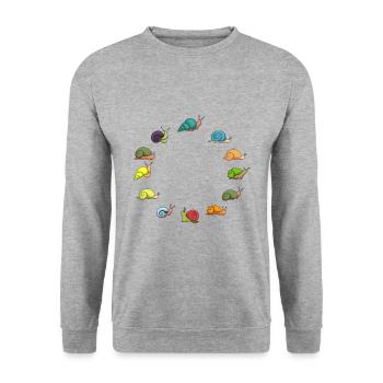 Schnecken Schneckenhaus Schneckengarten - Unisex Pullover - Weißgrau meliert - Vorne - Alina (178cm) & Michal (187cm)