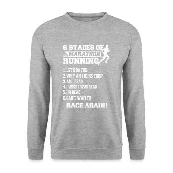 6 phases du marathon 42,2 km - Sweat-shirt Unisexe - gris chiné - Devant - Alina (178cm) & Michal (187cm)