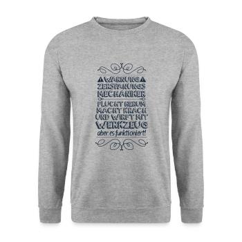 Zerspanungsmechaniker Zerspaner Geschenkidee - Unisex Pullover - Weißgrau meliert - Vorne - Alina (178cm) & Michal (187cm)