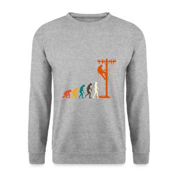 Overhead line fitter electrician Evolution - Unisex Sweatshirt - salt & pepper - Front - Alina (178cm) & Michal (187cm)
