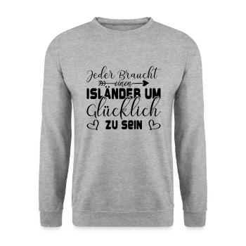 Isländer Islandpferd Geschenk Spruch - Unisex Pullover - Weißgrau meliert - Vorne - Alina (178cm) & Michal (187cm)