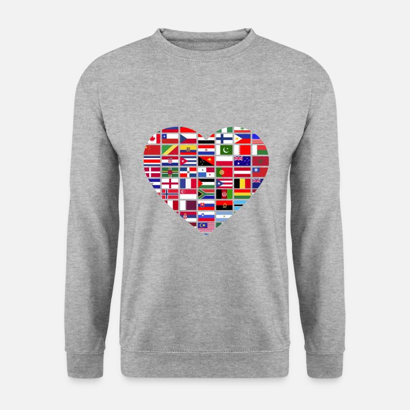 Flaggen Der Länder der Welt - Unisex Pullover - Weißgrau meliert
