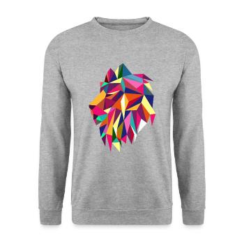 Trendy lion geometric African animal - Unisex Sweatshirt - salt & pepper - Front - Alina (178cm) & Michal (187cm)