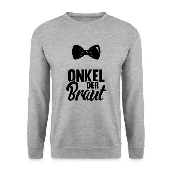 Onkel Der Braut Heirat Bräutigam Hochzeitsgeschenk - Unisex Pullover - Weißgrau meliert - Vorne - Alina (178cm) & Michal (187cm)