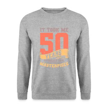 Geschenk zum 50. Geburtstagfür ein 50 Jahre altes - Unisex Pullover - Weißgrau meliert - Vorne - Alina (178cm) & Michal (187cm)