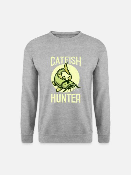 Welsjäger Fischen Wels Angler Angeln - Unisex Pullover - Weißgrau meliert