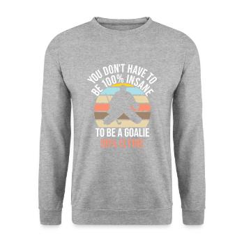 100% Insane - Verrückter Feldhockey Torwart - Unisex Pullover - Weißgrau meliert - Vorne - Alina (178cm) & Michal (187cm)