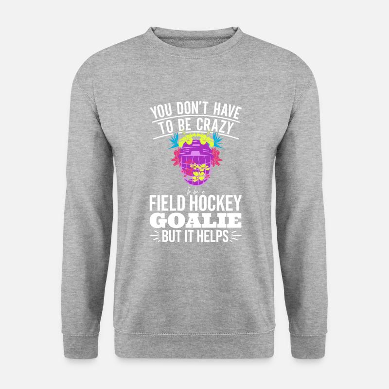 Verrückter Feldhockey-Torwart - Unisex Pullover - Weißgrau meliert