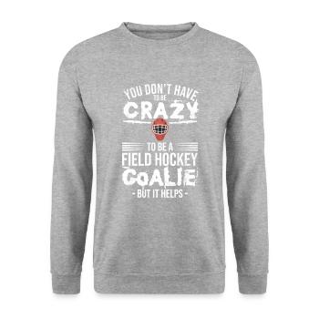 Verrückter Feldhockey-Torwart - Unisex Pullover - Weißgrau meliert - Vorne - Alina (178cm) & Michal (187cm)