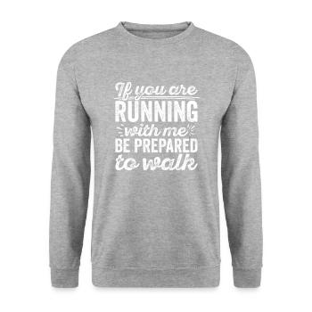Langsam Laufen Joggen - Slow Runner - Unisex Pullover - Weißgrau meliert - Vorne - Alina (178cm) & Michal (187cm)