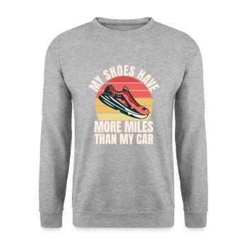 Laufen Schuhe haben mehr Meilen als mein Auto - Unisex Pullover - Weißgrau meliert - Vorne - Alina (178cm) & Michal (187cm)