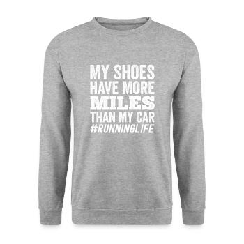 Laufen Schuhe haben mehr Meilen als mein Auto - Unisex Pullover - Weißgrau meliert - Vorne - Alina (178cm) & Michal (187cm)