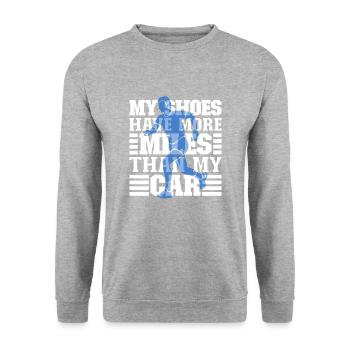 Laufen Schuhe haben mehr Meilen als mein Auto - Unisex Pullover - Weißgrau meliert - Vorne - Alina (178cm) & Michal (187cm)