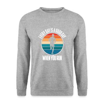 Jeder Tag ist ein guter Tag, wenn du läufst - - Unisex Pullover - Weißgrau meliert - Vorne - Alina (178cm) & Michal (187cm)