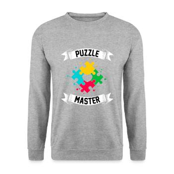 Puzzle-Meister - Unisex Pullover - Weißgrau meliert - Vorne - Alina (178cm) & Michal (187cm)