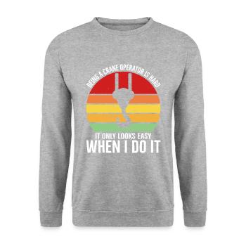 Kranführer Kran Kranführer Spruch - Unisex Pullover - Weißgrau meliert - Vorne - Alina (178cm) & Michal (187cm)
