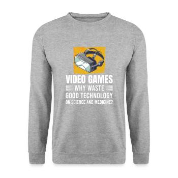 Retro Zocker Sprüche Gaming Geschenk - Unisex Pullover - Weißgrau meliert - Vorne - Alina (178cm) & Michal (187cm)