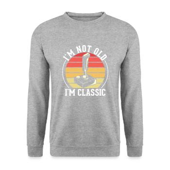 Video Games Spruch Classic Zocken - Unisex Pullover - Weißgrau meliert - Vorne - Alina (178cm) & Michal (187cm)