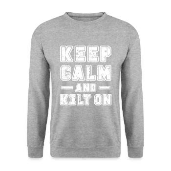 Schottenrock Kilt Spruch Schottland Highlands - Unisex Pullover - Weißgrau meliert - Vorne - Alina (178cm) & Michal (187cm)