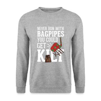 Schottland Fans Tradition Kilt Schottenrock - Unisex Pullover - Weißgrau meliert - Vorne - Alina (178cm) & Michal (187cm)