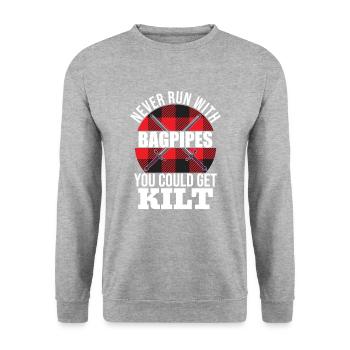 Schottland Fans Tradition Kilt Schottenrock - Unisex Pullover - Weißgrau meliert - Vorne - Alina (178cm) & Michal (187cm)