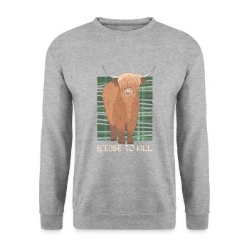 Schottischer Kilt Tracht - Schottenrock Schottland - Unisex Pullover - Weißgrau meliert - Vorne - Alina (178cm) & Michal (187cm)
