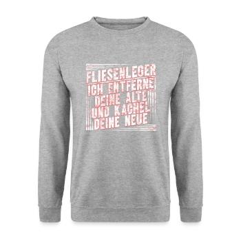 Fliesenleger Fliesen Handwerker - Unisex Pullover - Weißgrau meliert - Vorne - Alina (178cm) & Michal (187cm)