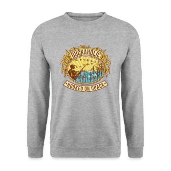 Duckaholic duck hunting - Unisex Sweatshirt - salt & pepper - Front - Alina (178cm) & Michal (187cm)