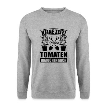 Keine Zeit Meine Tomaten Brauchen Mich - Unisex Pullover - Weißgrau meliert - Vorne - Alina (178cm) & Michal (187cm)