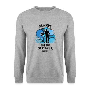 Boule Petanque Boccia Boules Schokolade - Unisex Pullover - Weißgrau meliert - Vorne - Alina (178cm) & Michal (187cm)