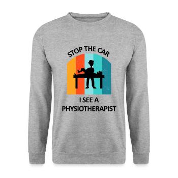 Physical Therapist Humorous Gift Saying Funny - Unisex Sweatshirt - salt & pepper - Front - Alina (178cm) & Michal (187cm)