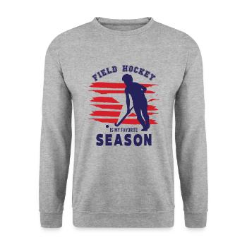 Feldhockey Ist Meine Lieblingssaison Hallenhockey - Unisex Pullover - Weißgrau meliert - Vorne - Alina (178cm) & Michal (187cm)